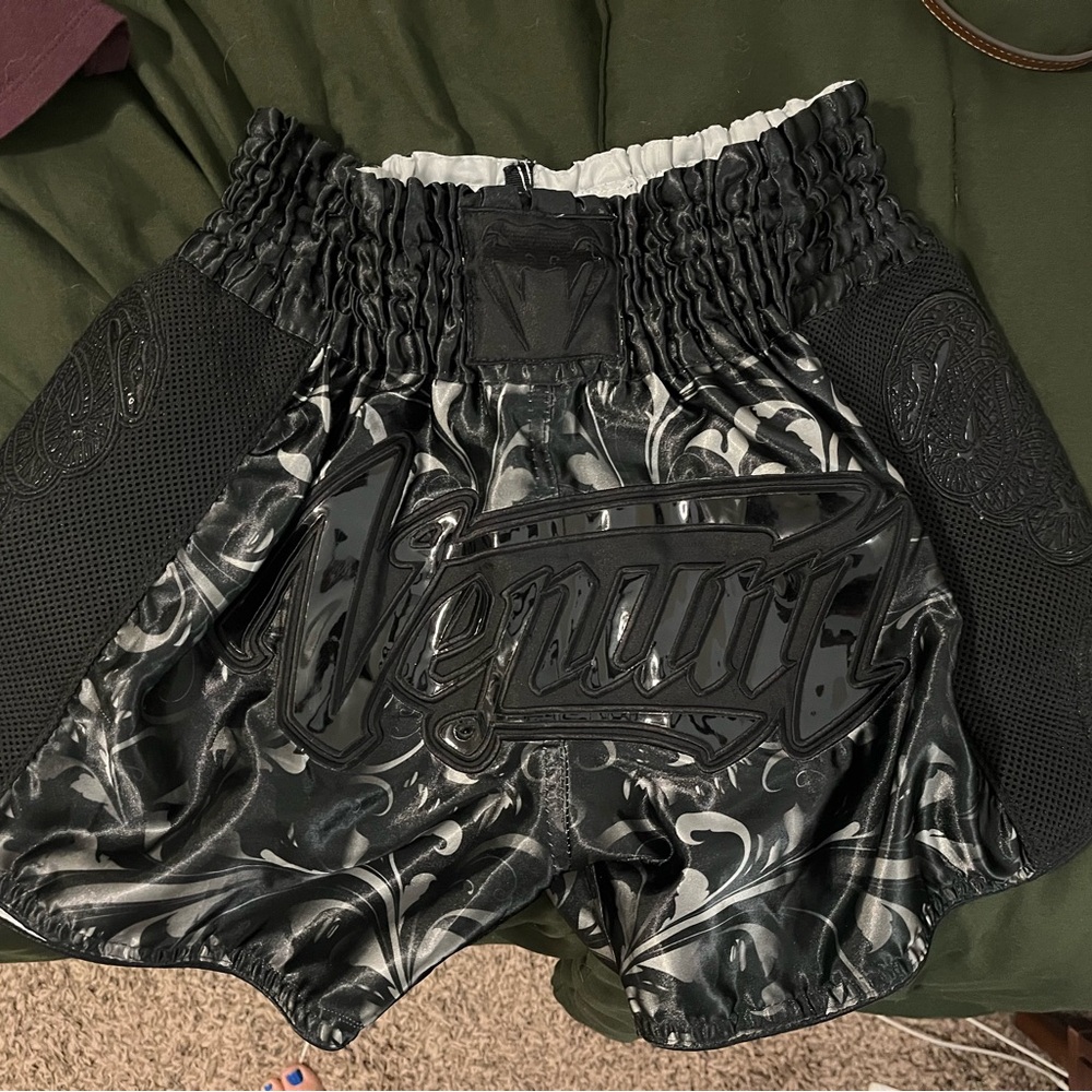 Venum Black and Gray Muay Thai Shorts